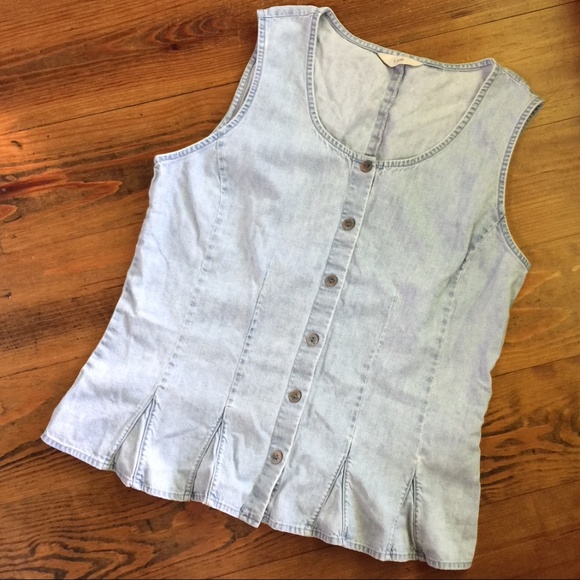 J. Jill Tops - J Jill Denim Tank Sleeveless Scoop Button Down
